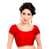Designer Indian Traditional Red Brocade Silk Padded  Half Sleeves Saree Blouse Choli (Co-193Sl)