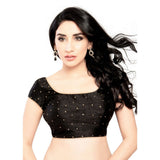 Lovely Stone Work Designer Indian Traditional Black Round Neck Saree Blouse Choli (CO-202SL-Black)