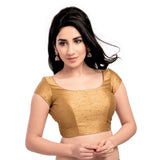 Lovely Stone Work Designer Indian Traditional Gold Round Neck Saree Blouse Choli (CO-202SL-Gold)