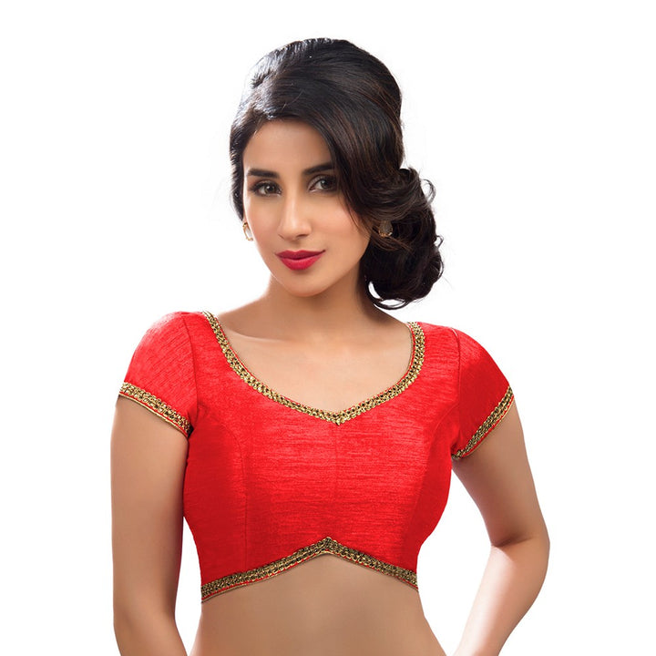 Designer Indian Traditional Light-Red Sweetheart-Neck Saree Blouse Choli (CO-203-Light-Red)