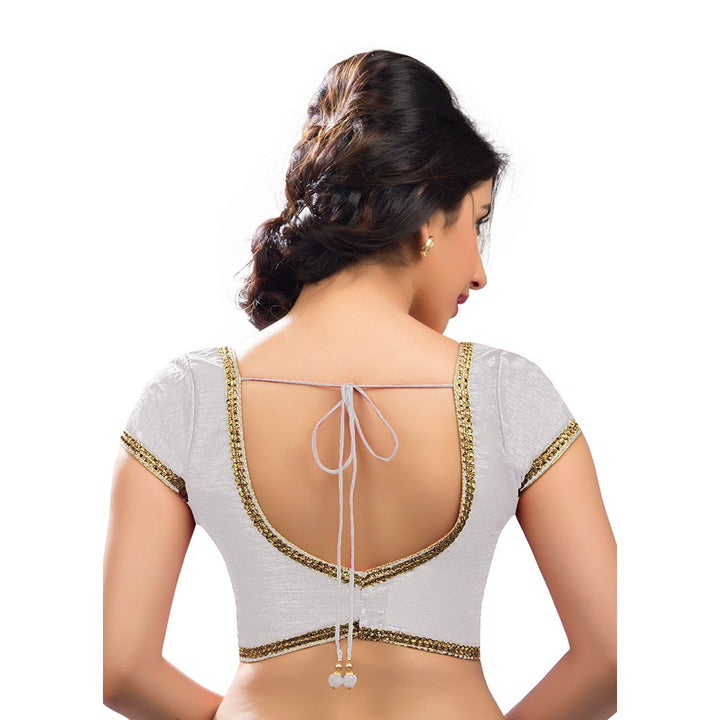 Designer Indian Traditional White Sweetheart-Neck Saree Blouse Choli (CO-203-White)