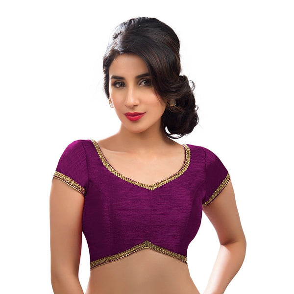 Designer Indian Traditional Wine Sweetheart-Neck Saree Blouse Choli (CO-203-Wine)