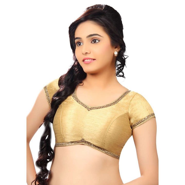 Designer Indian Traditional Gold Sweetheart-Neck Saree Blouse Choli (CO-203-Gold)