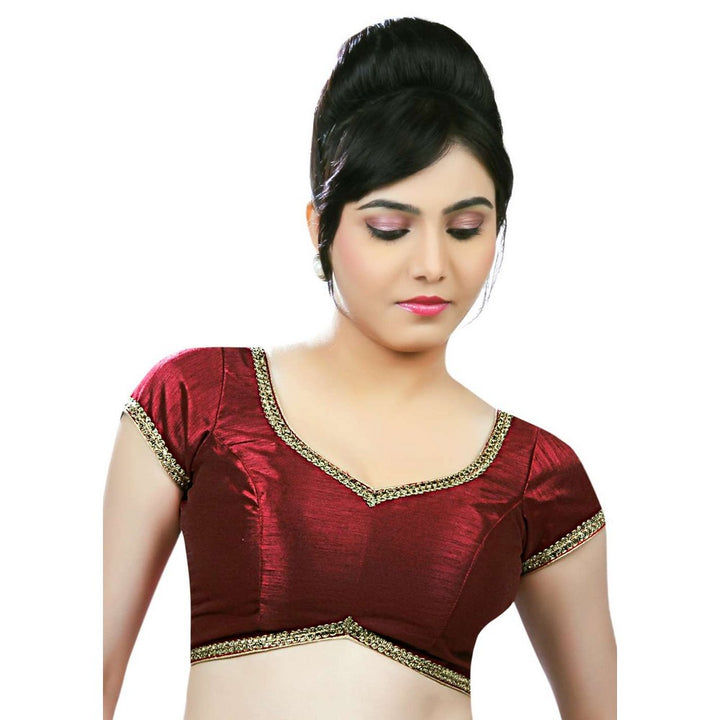 Designer Indian Traditional Maroon Sweetheart-Neck Saree Blouse Choli (CO-203-Maroon)