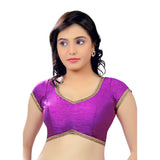 Designer Indian Traditional Purple Sweetheart-Neck Saree Blouse Choli (CO-203-Purple)