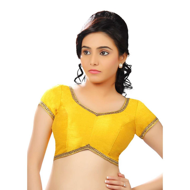Designer Indian Traditional Yellow Sweetheart-Neck Saree Blouse Choli (CO-203-Yellow)