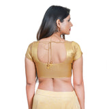 Elegant Simple Shimmer Copper Designer Indian Traditional Round Neck Saree Blouse Choli (CO-289-Copper)