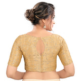 Graceful Gold High Neck Designer Indian Traditional Elbow  Sleeves Saree Blouse Choli (CO-668-Gold)