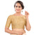 Graceful Gold High Neck Designer Indian Traditional Elbow  Sleeves Saree Blouse Choli (CO-668-Gold)
