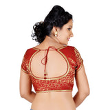 Designer Indian Traditional Maroon Brocade Silk Padded  Cap Sleeves Saree Blouse Choli (Co-86B)