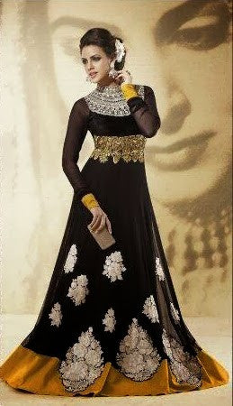 Elegant Designer Long Black Ready-made Anarkali
