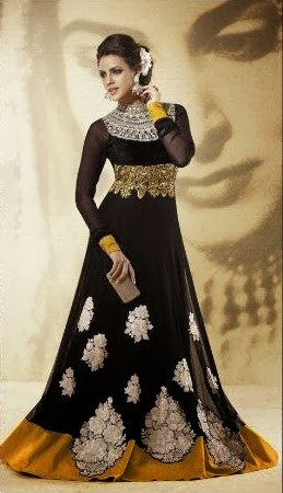 Elegant Designer Long Black Ready-made Anarkali Elegant Designer Long Black Ready-made Anarkali