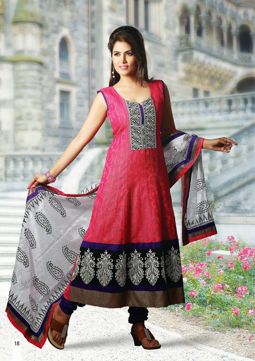 Alluring Hot Pink Stylish Designer Anarkali D 19-18 Alluring Hot Pink Stylish Designer Anarkali D 19-18