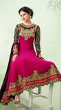 Glamorous Pink & Black Long Anarkali (D.No. 7005)