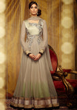 Charming and Grand Beige Designer Net Long Anarkali 