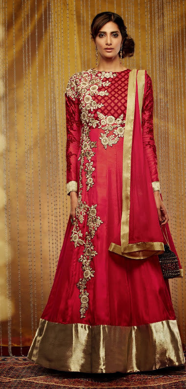 Exquisite and Scintillating Red Long Anarkali  (D. No. 709)