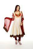 Elegance Beige and Red Anarkali