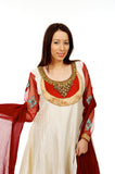 Elegance Beige and Red Anarkali