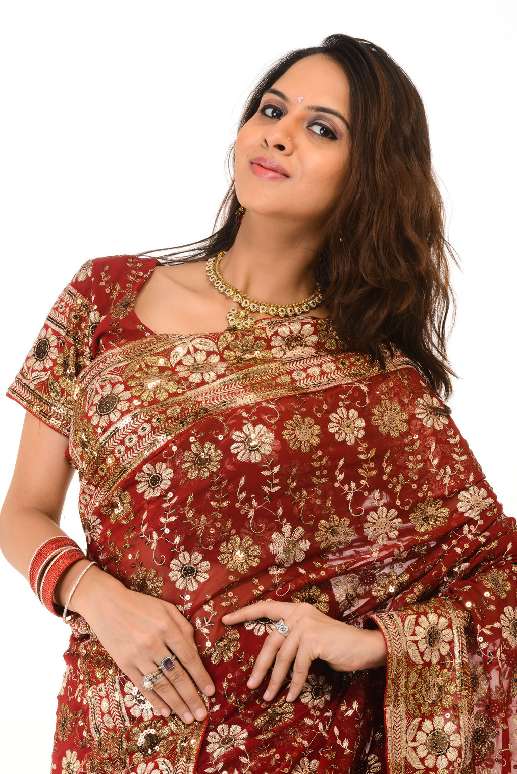 Heavy Maroon & Gold Reception Saree