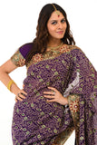 Heavy Purple Gold Ready-Made Pre-Pleated Sari