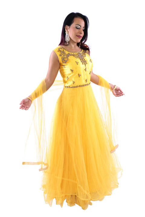 Sunshine Yellow Floor Length Anarkali Gown - 9013