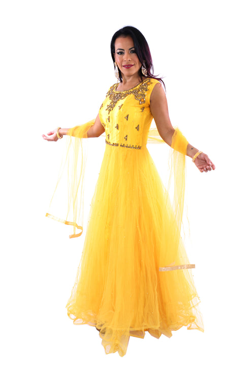 Sunshine Yellow Floor Length Anarkali Gown - 9013