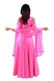 Dazzling Pink Modern Gold Shoulder Floor Length Anarkali 