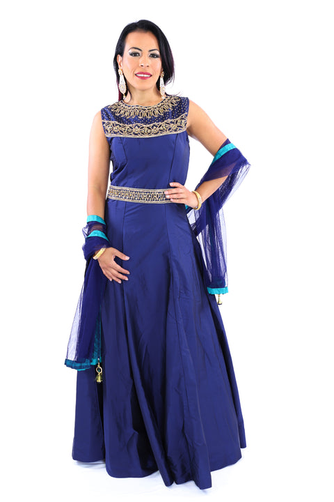 Brilliant Blue Floor Length Anarkali