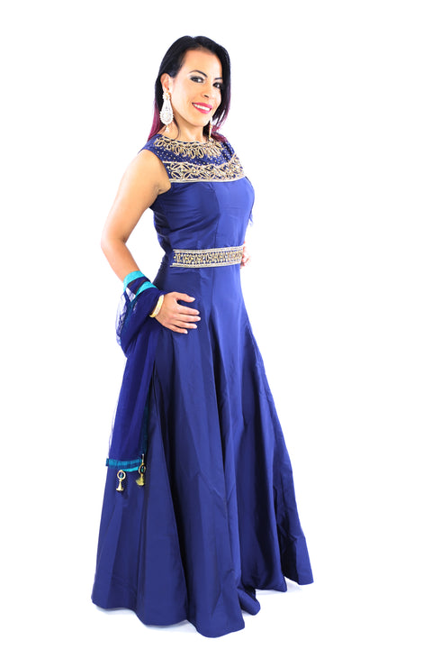 Brilliant Blue Anarkali Gown - 9003 Saris and Things Brilliant Blue Anarkali Gown - 9003 Saris and Things