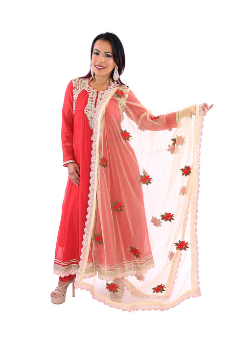 Red and Gold Anarkali 