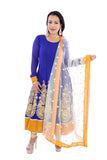 Blue and Gold Anarkali Rent