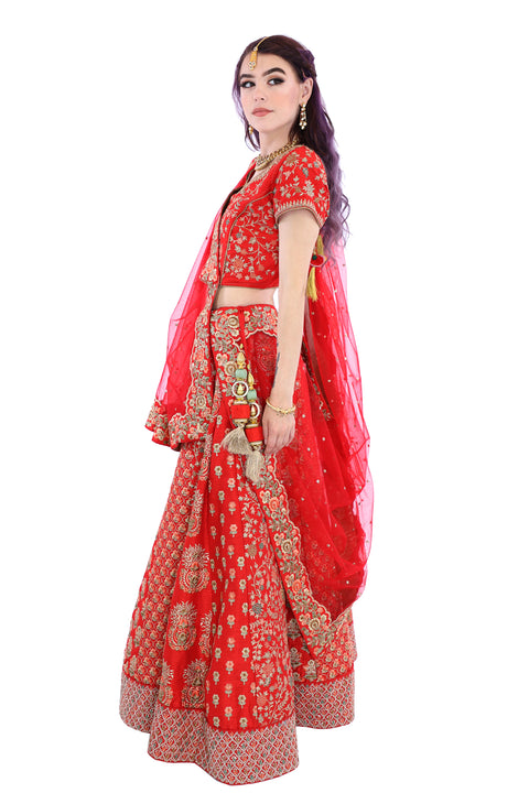 Luxurious Red Indian Bridal Wedding Lehenga - SNT11062