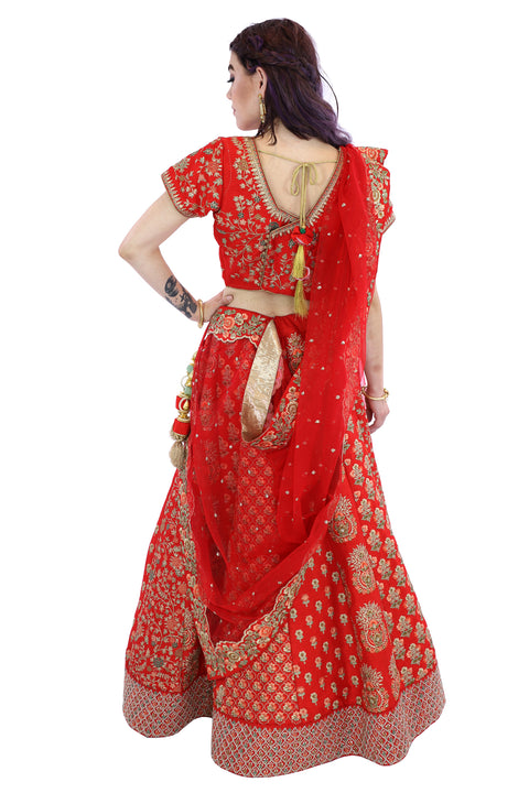 Luxurious Red Indian Bridal Wedding Lehenga - SNT11062