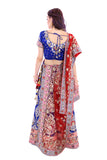 Grand Royal Blue And Red Indian Bridal Wedding Lehenga - SNT11061