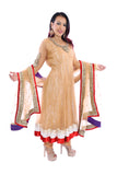 Gold with Splash of Red and Purple Anarkali