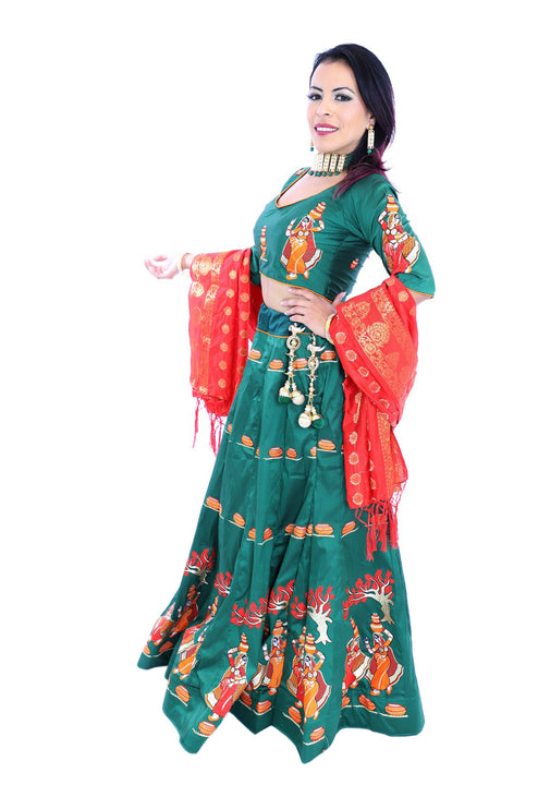 Green and Red Lehenga 