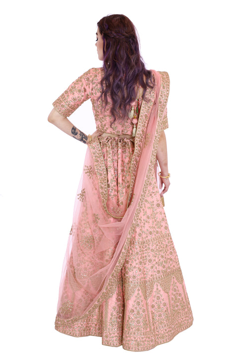 Beaded Pink Bridal Lehenga Rent or Buy