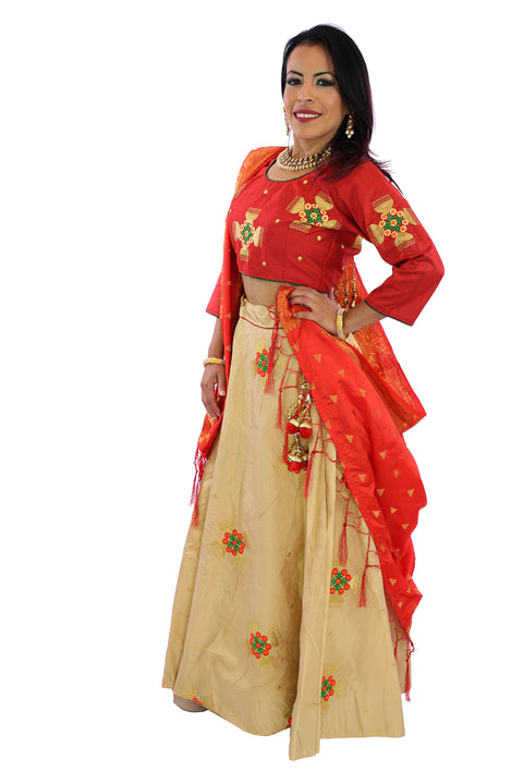 Red and Gold Lehenga