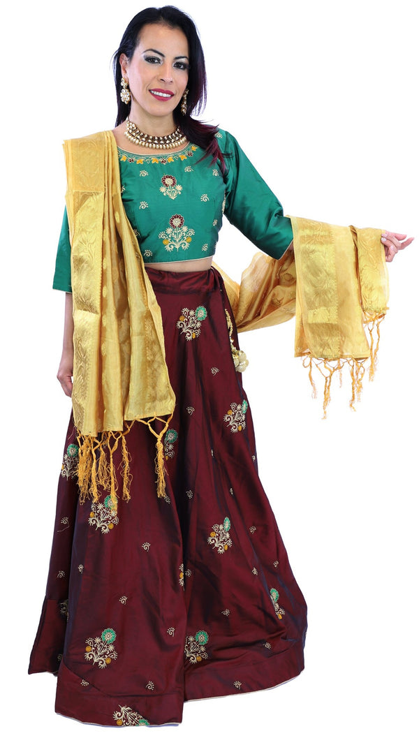 Daydreamer Emerald and Mauve Lehenga - SNT11042