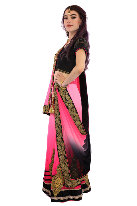 pink and black lehenga