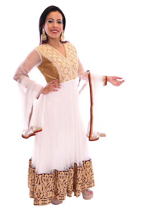White and Gold Anarkali