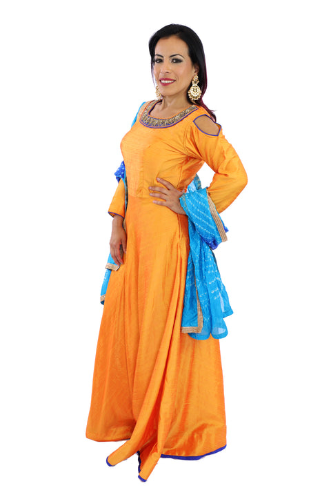 Modern Orange Anarkali 