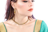 Golden Goddess Gold Necklace Set with Earrings - 1008