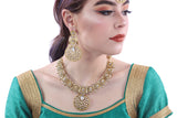 The Queen Gold Necklace Set with Earrings and Tika - 1016
