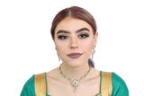 Glittering Gold Necklace Set with Earrings - 1083
