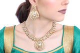 Princess Gold Necklace Set with Earrings and Tika - 1094