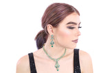Terrifically Turquoise Gold Necklace Set with Earrings - 1158