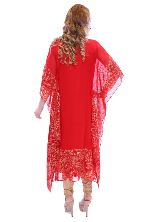 Trendy Red Kaftan Style Long Kurti