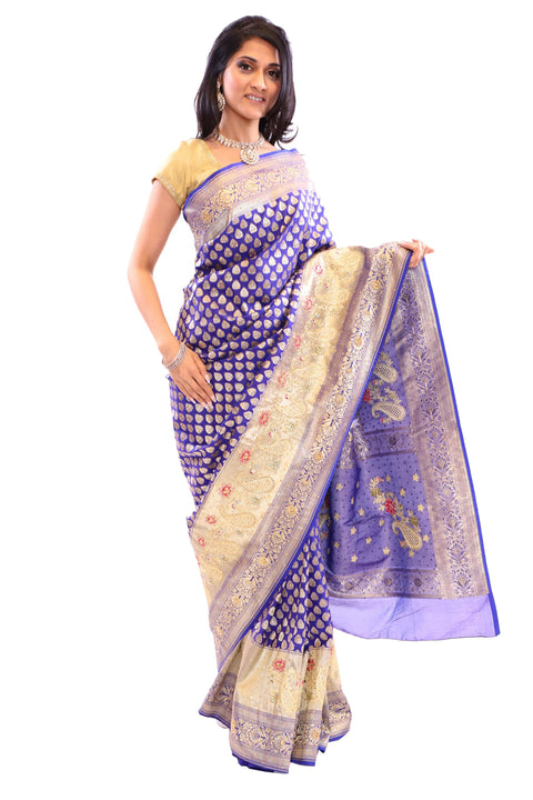 Radiant Blue Silk Sari-SS01