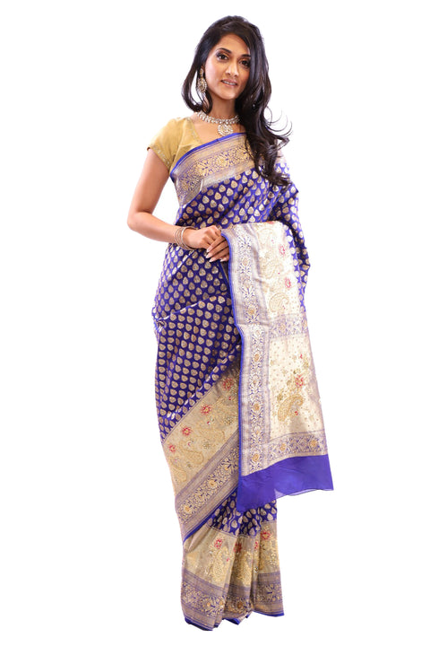 Radiant Blue Silk Sari-SS01